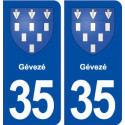 35 Gévezé blason autocollant plaque stickers ville