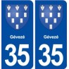 35 Gévezé blason autocollant plaque stickers ville