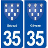 35 Gévezé blason autocollant plaque stickers ville