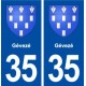 35 Gévezé blason autocollant plaque stickers ville