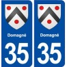 35 Domagné blason autocollant plaque stickers ville