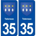 35 Talensac blason  autocollant plaque stickers ville