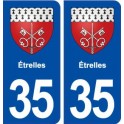 35 Étrelles blason  autocollant plaque stickers ville