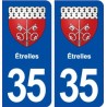 35 Étrelles blason  autocollant plaque stickers ville