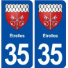 35 Étrelles blason  autocollant plaque stickers ville