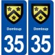 35 Domloup blason  autocollant plaque stickers ville