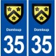35 Domloup blason  autocollant plaque stickers ville