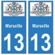 13 Marseille ville autocollant plaque