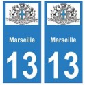 13 Marseille ville autocollant plaque