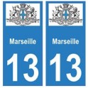13 de la ciudad de Marsella etiqueta engomada de la placa
