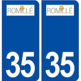 35  Romillé logo  autocollant plaque stickers ville