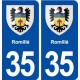 35  Romillé blason  autocollant plaque stickers ville