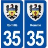 35  Romillé blason  autocollant plaque stickers ville