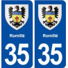 35  Romillé blason  autocollant plaque stickers ville