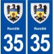 35  Romillé blason  autocollant plaque stickers ville