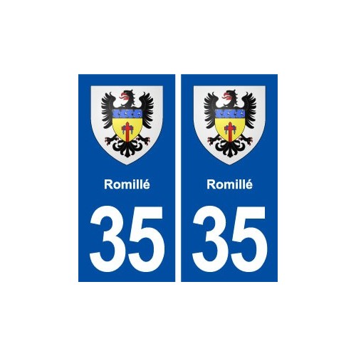 35  Romillé blason  autocollant plaque stickers ville