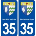 35 Saint Méloir des Ondes escudo de armas de la etiqueta engomada de la placa de pegatinas de la ciudad