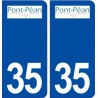 35 Pont Péan logo  autocollant plaque stickers ville