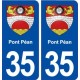 35 Pont Péan blason  autocollant plaque stickers ville