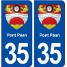35 Pont Péan blason  autocollant plaque stickers ville