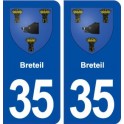 35 Breteil blason  autocollant plaque stickers ville