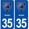 35 Breteil blason  autocollant plaque stickers ville