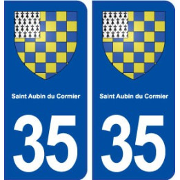 35 Saint Aubin du Cormier blason  autocollant plaque stickers ville