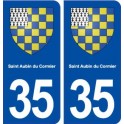 35 Saint Aubin du Cormier blason  autocollant plaque stickers ville
