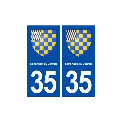 35 Saint Aubin du Cormier blason  autocollant plaque stickers ville