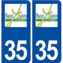 35 Saint Aubin du Cormier logo  autocollant plaque stickers ville
