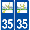 35 Saint Aubin du Cormier logo  autocollant plaque stickers ville