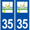 35 Saint Aubin du Cormier logo  autocollant plaque stickers ville
