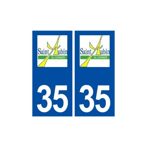 35 Saint Aubin du Cormier logo  autocollant plaque stickers ville