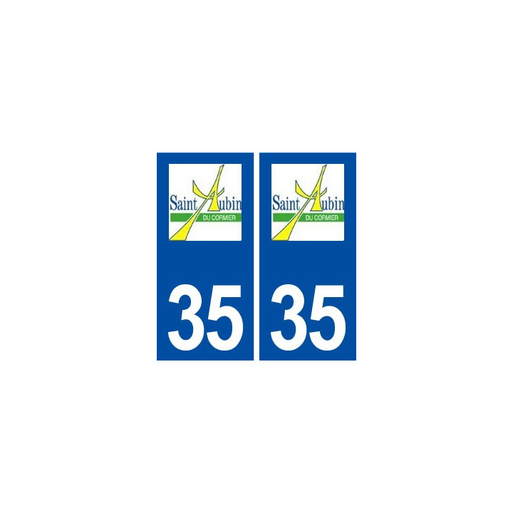 35 Saint Aubin du Cormier logo  autocollant plaque stickers ville