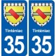 35 Tinténiac blason  autocollant plaque stickers ville