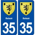 35 Balazé blason  autocollant plaque stickers ville