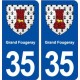 35 Grand Fougeray blason  autocollant plaque stickers ville