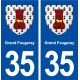 35 Grand Fougeray blason  autocollant plaque stickers ville