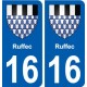 16 Ruffec blason ville autocollant plaque sticker