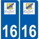 16 Ruffec logo ville autocollant plaque sticker