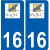 16 Ruffec logo ville autocollant plaque sticker
