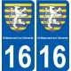 16 Châteauneuf sur Charente blason ville autocollant plaque sticker