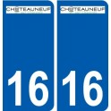 16 Châteauneuf sur Charente logo ville autocollant plaque sticker