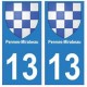 13 Pennes-Mirabeau ville autocollant plaque