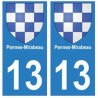 13 Pennes-Mirabeau ville autocollant plaque