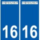 16 Châteauneuf sur Charente logotipo de la ciudad de etiqueta, placa de la etiqueta engomada