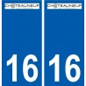 16 Châteauneuf sur Charente logo ville autocollant plaque sticker