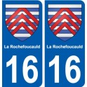 16 de La Rochefoucauld escudo de armas de la ciudad de etiqueta, placa de la etiqueta engomada