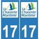 17 CG Charente-Maritime autocollant plaque immatriculation sticker