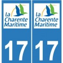 17 CG de Charente-Maritime placa etiqueta de registro de la etiqueta engomada